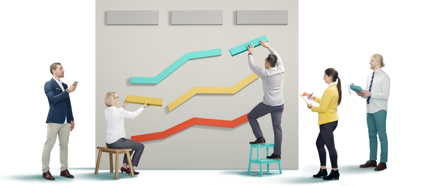 Bookkeepers constructing a line chart